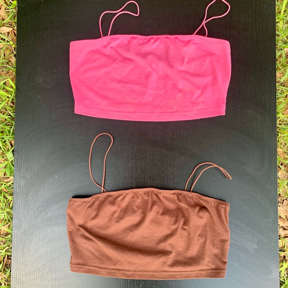 SHEIN Pink and Brown Crop Top